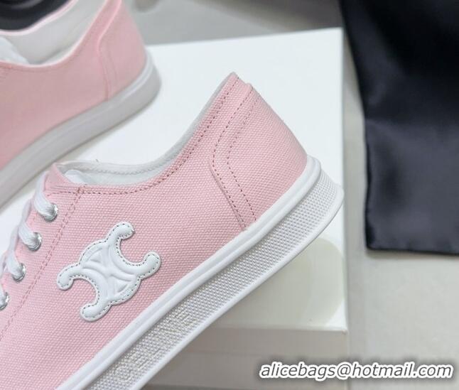 Unique Style Celine Jane Low Sneakers in Canvas with Triomphe Patch Light Pink 801109