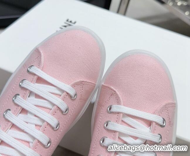 Unique Style Celine Jane Low Sneakers in Canvas with Triomphe Patch Light Pink 801109