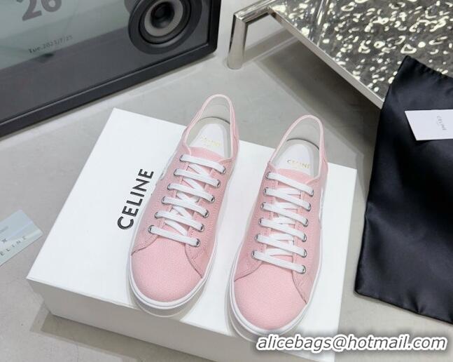 Unique Style Celine Jane Low Sneakers in Canvas with Triomphe Patch Light Pink 801109