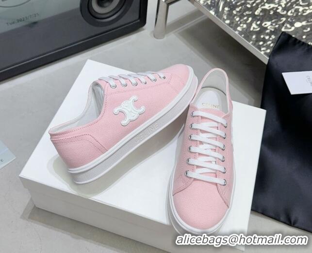 Unique Style Celine Jane Low Sneakers in Canvas with Triomphe Patch Light Pink 801109