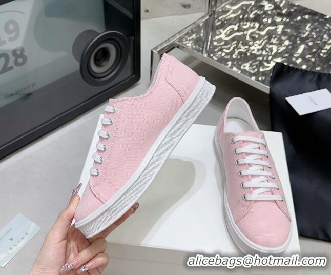 Unique Style Celine Jane Low Sneakers in Canvas with Triomphe Patch Light Pink 801109