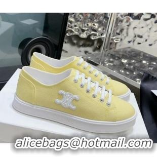 Top Grade Celine Jane Low Sneakers in Canvas with Triomphe Patch Yellow 801111