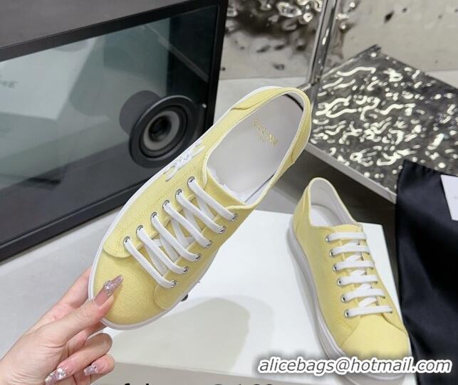 Top Grade Celine Jane Low Sneakers in Canvas with Triomphe Patch Yellow 801111