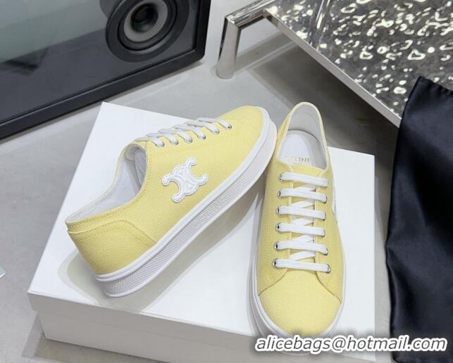 Top Grade Celine Jane Low Sneakers in Canvas with Triomphe Patch Yellow 801111