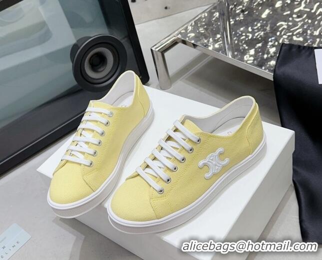 Top Grade Celine Jane Low Sneakers in Canvas with Triomphe Patch Yellow 801111