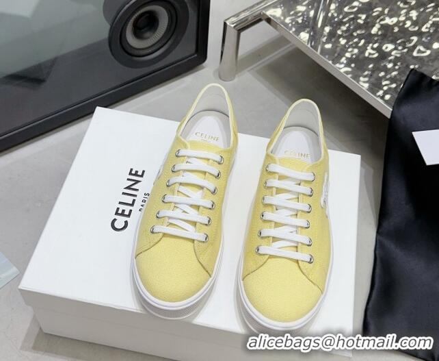 Top Grade Celine Jane Low Sneakers in Canvas with Triomphe Patch Yellow 801111