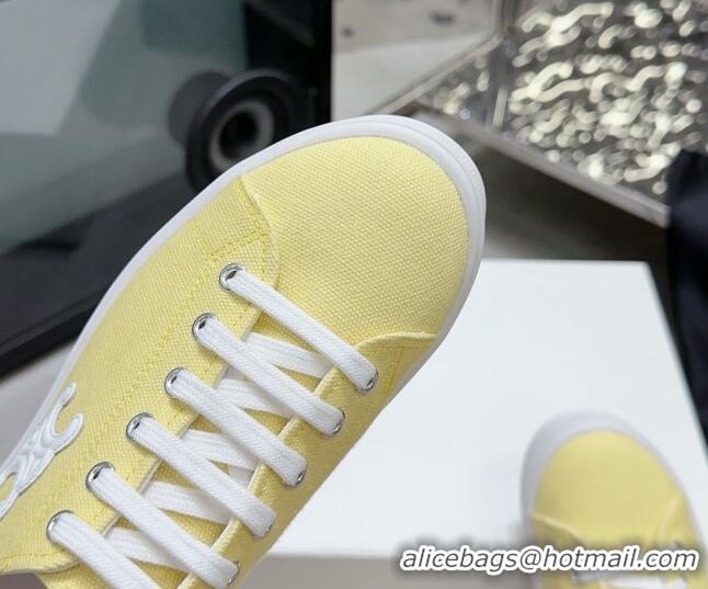 Top Grade Celine Jane Low Sneakers in Canvas with Triomphe Patch Yellow 801111