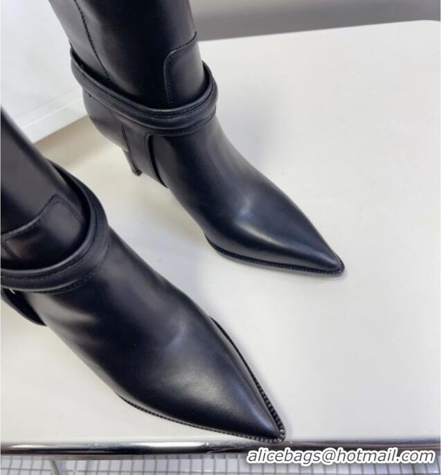 Most Popular Celine Verneuil Triomphe Harness Ankle Boots 8cm in Calfskin Black 814079