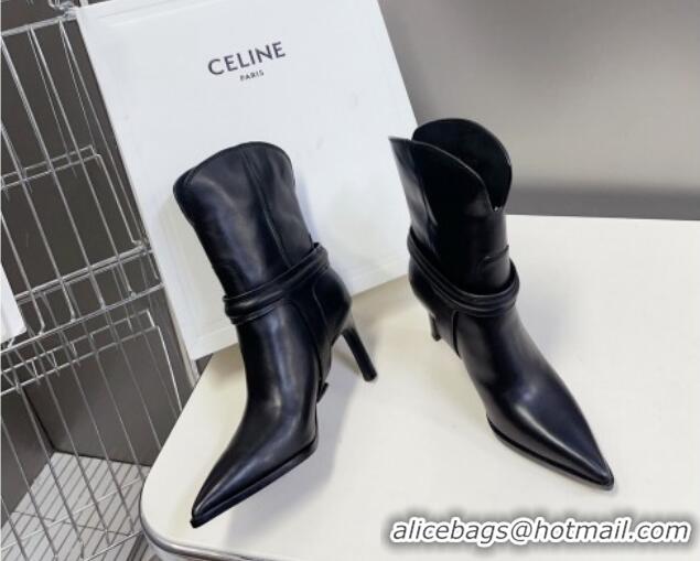 Most Popular Celine Verneuil Triomphe Harness Ankle Boots 8cm in Calfskin Black 814079