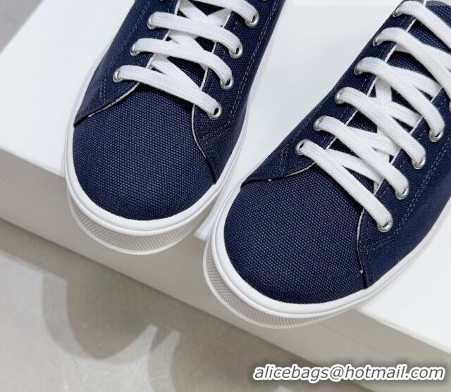 Durable Celine Jane Low Sneakers in Canvas with Triomphe Patch Denim Blue 801112