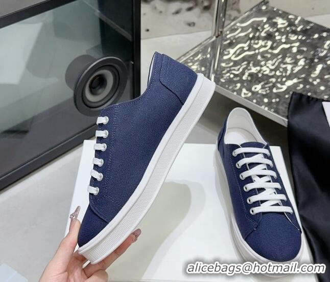 Durable Celine Jane Low Sneakers in Canvas with Triomphe Patch Denim Blue 801112