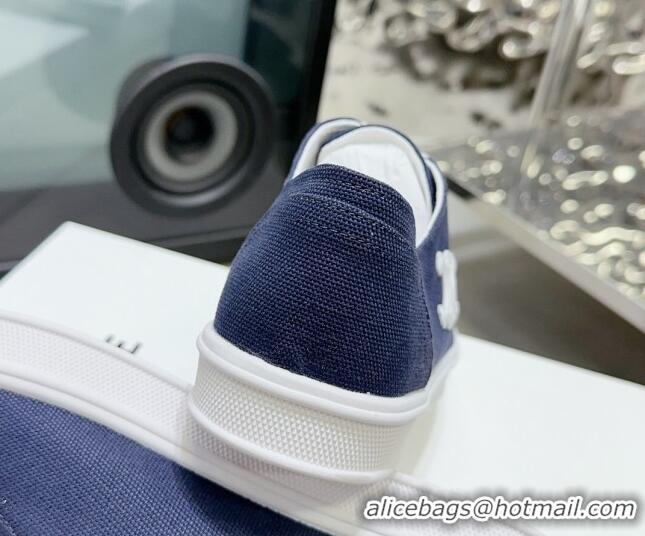 Durable Celine Jane Low Sneakers in Canvas with Triomphe Patch Denim Blue 801112