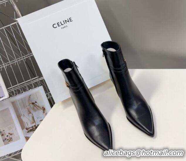 Good Product Celine Triomphe Calfskin Heel Ankle Boots 8cm Black 901127