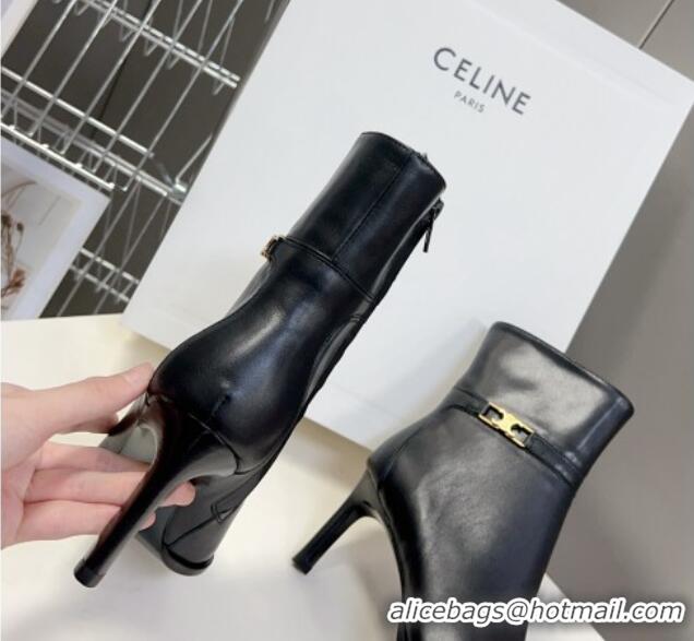 Good Product Celine Triomphe Calfskin Heel Ankle Boots 8cm Black 901127