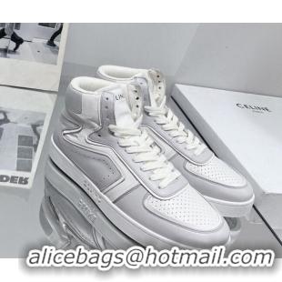 Stylish Celine CT-01 "Z" Trainer High Top Sneakers in Calfskin Light Grey 916012