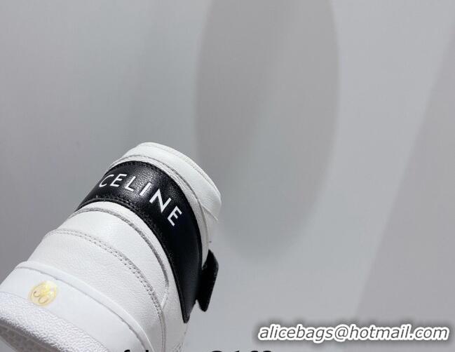 Best Product Celine CT-03 Trainer High Top Sneakers with Velcro Strap in Calfskin White/Black 916020