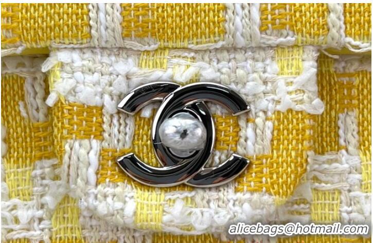 Shop Discount Chanel CLASSIC HANDBAG Wool Tweed A1116 Yellow