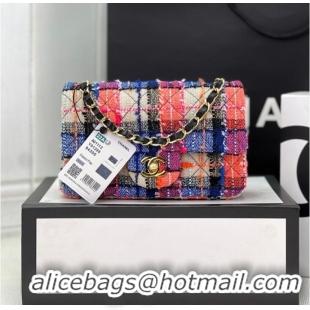 Good Product Chanel CLASSIC HANDBAG Wool Tweed A1116 Rainbow