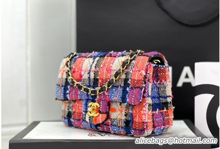 Good Product Chanel CLASSIC HANDBAG Wool Tweed A1116 Rainbow