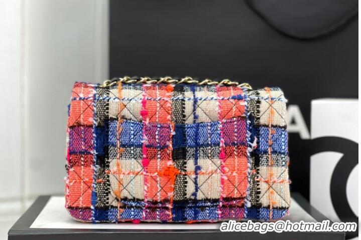 Good Product Chanel CLASSIC HANDBAG Wool Tweed A1116 Rainbow