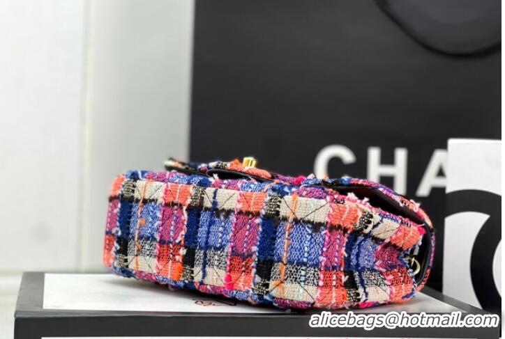 Good Product Chanel CLASSIC HANDBAG Wool Tweed A1116 Rainbow