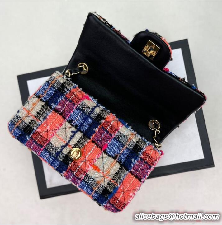 Good Product Chanel CLASSIC HANDBAG Wool Tweed A1116 Rainbow