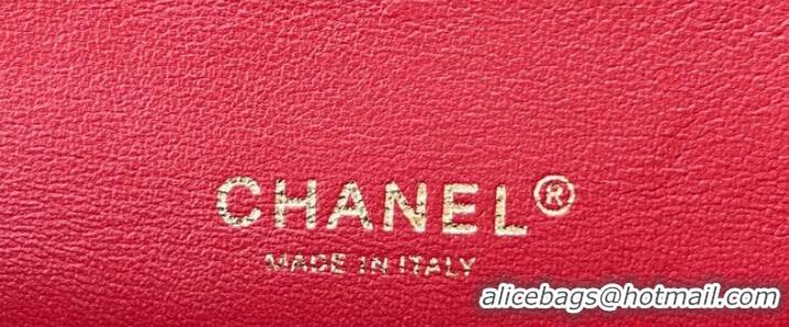 Fashion Discount Chanel CLASSIC HANDBAG Wool Tweed A1112 Red