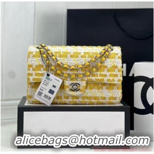 Top Quality Chanel CLASSIC HANDBAG Wool Tweed A1112 Yellow