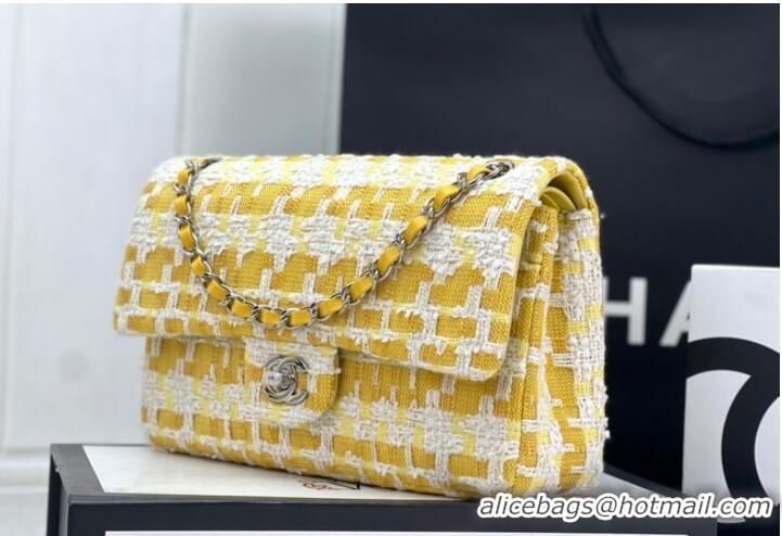 Top Quality Chanel CLASSIC HANDBAG Wool Tweed A1112 Yellow