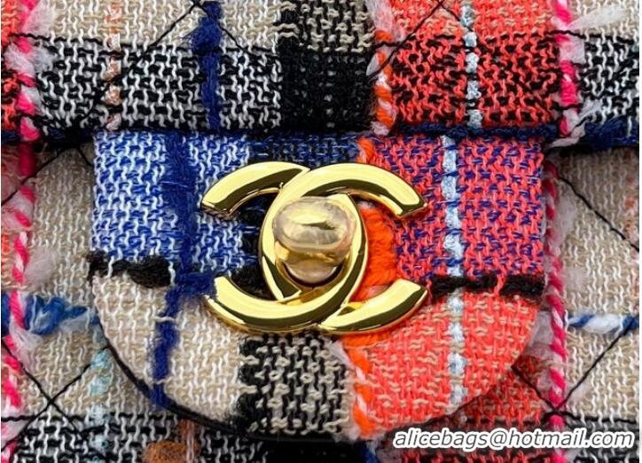 Good Product Chanel CLASSIC HANDBAG Wool Tweed A1112 Rainbow