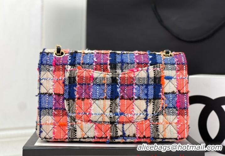 Good Product Chanel CLASSIC HANDBAG Wool Tweed A1112 Rainbow