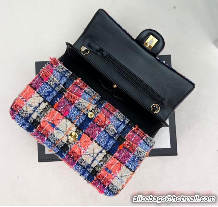 Good Product Chanel CLASSIC HANDBAG Wool Tweed A1112 Rainbow