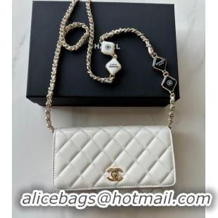 Unique Discount Chanel WALLET ON CHAIN AP3413 White