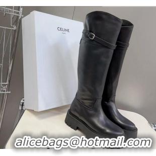 Unique Style Celine Bulky High Buckle Boots in Calfskin Black 1013124