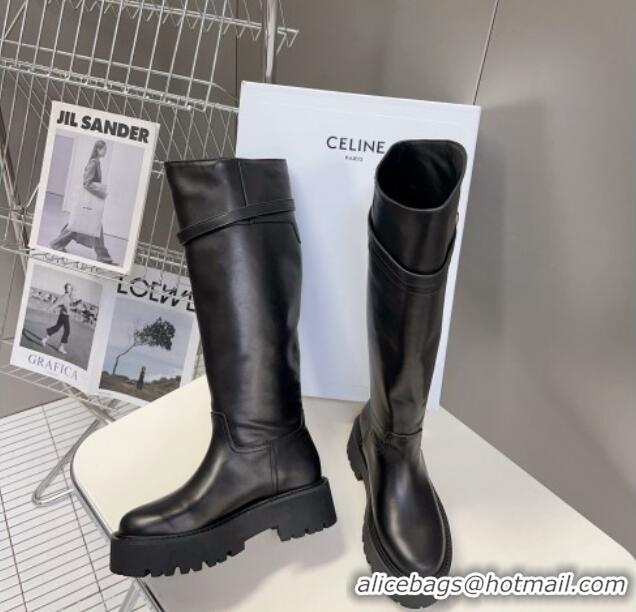 Unique Style Celine Bulky High Buckle Boots in Calfskin Black 1013124