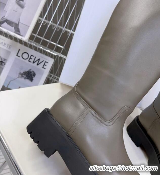 Crafted Celine Bulky High Buckle Boots in Calfskin Grey 1013125