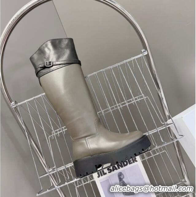 Crafted Celine Bulky High Buckle Boots in Calfskin Grey 1013125