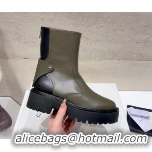 Best Quality Celine Bulky Ankle Boots with Back Zip and Triomphe in Calfskin Green 1013126