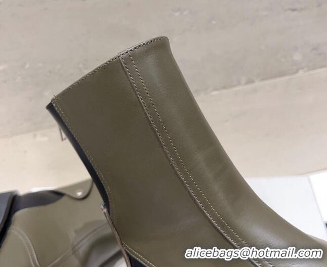 Best Quality Celine Bulky Ankle Boots with Back Zip and Triomphe in Calfskin Green 1013126