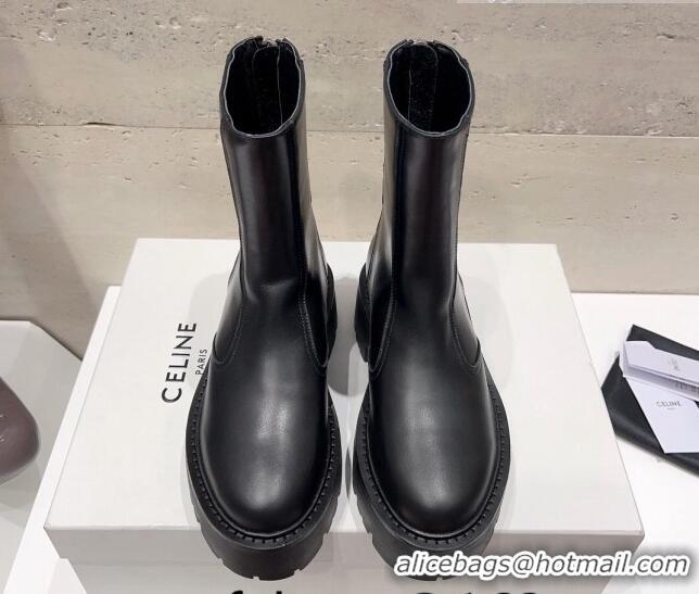 Best Price Celine Bulky Ankle Boots with Back Zip and Triomphe in Calfskin Black 1013128