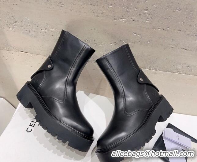 Best Price Celine Bulky Ankle Boots with Back Zip and Triomphe in Calfskin Black 1013128