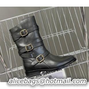 Durable Celine Lyra Ankle Buckles Boots in Calfskin Black 1016059