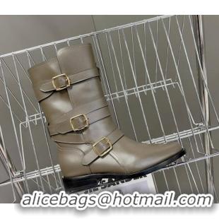 Most Popular Celine Lyra Ankle Buckles Boots in Calfskin Green 1016060