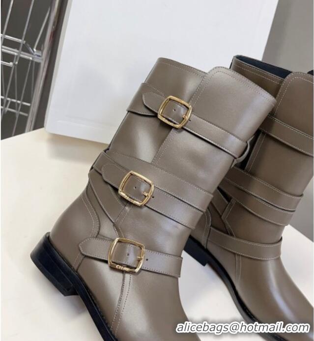 Most Popular Celine Lyra Ankle Buckles Boots in Calfskin Green 1016060