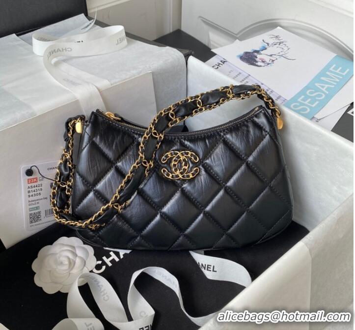 Buy Cheapest Chanel SMALL HOBO HANDBAG AS4422 Black