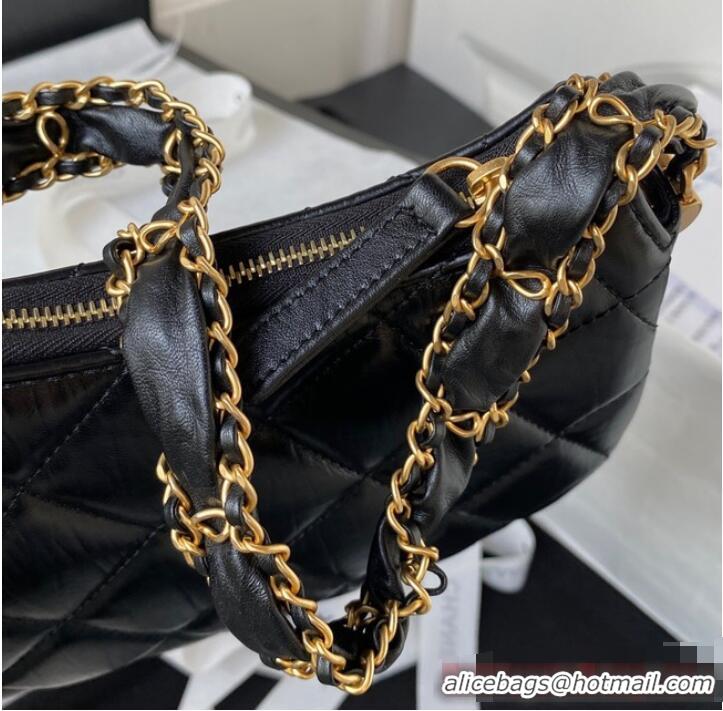 Buy Cheapest Chanel SMALL HOBO HANDBAG AS4422 Black