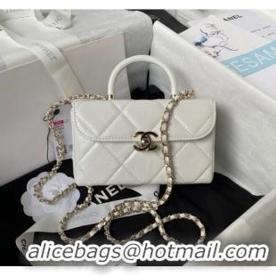 Well Crafted Chanel SMALL FLAP BAG WITH TOP HANDLE AS4469 White