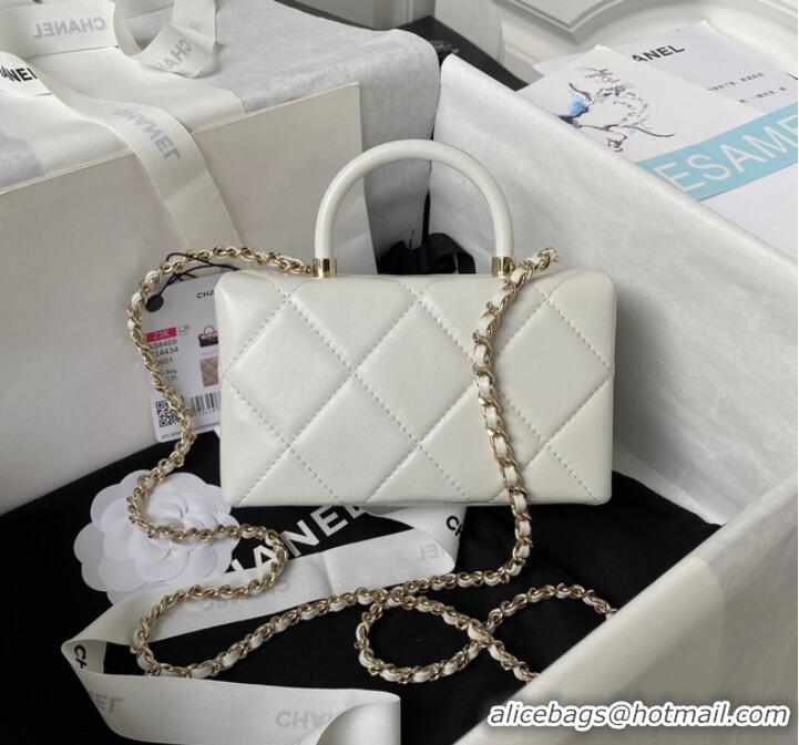 Well Crafted Chanel SMALL FLAP BAG WITH TOP HANDLE AS4469 White