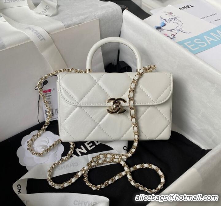 Well Crafted Chanel SMALL FLAP BAG WITH TOP HANDLE AS4469 White