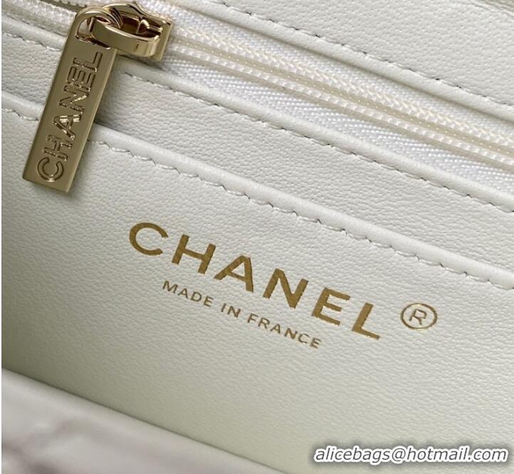 Well Crafted Chanel SMALL FLAP BAG WITH TOP HANDLE AS4469 White